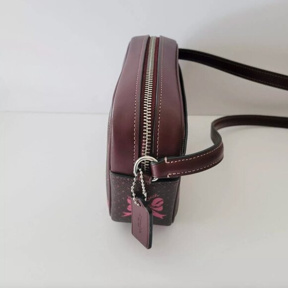 COACH Mini Jamie Crossbody Bag Merlot & Pink Bow print NWT - Picture 5 of 6